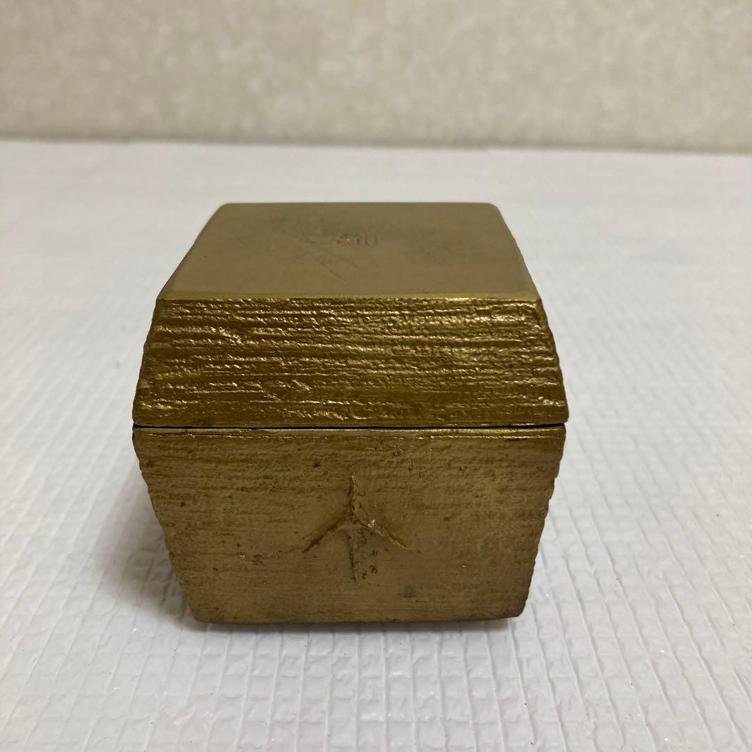 TS61 蓮田修吾郎 黄銅 盒子 鋳金 工芸品 共箱付 香合 茶道具 金属工芸
