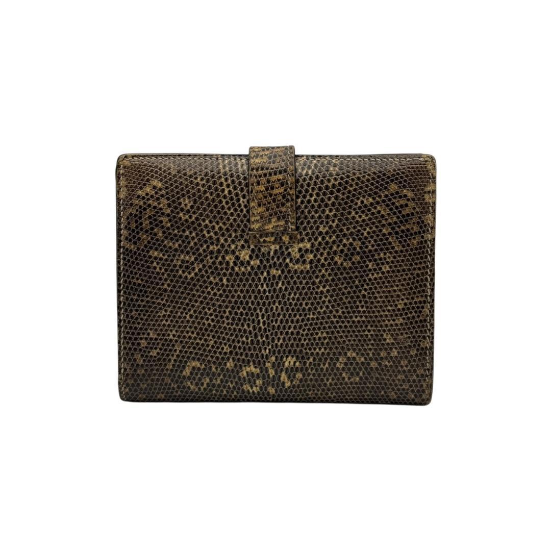 【極美品】エルメス ベアンコンパクト リザードレザー シルバー金具 □L刻印