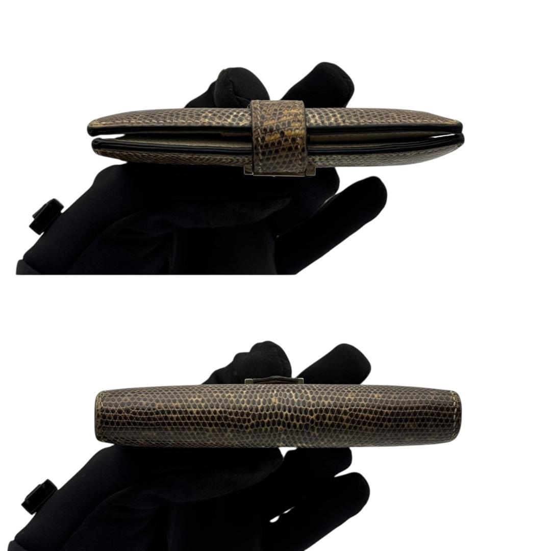 【極美品】エルメス ベアンコンパクト リザードレザー シルバー金具 □L刻印