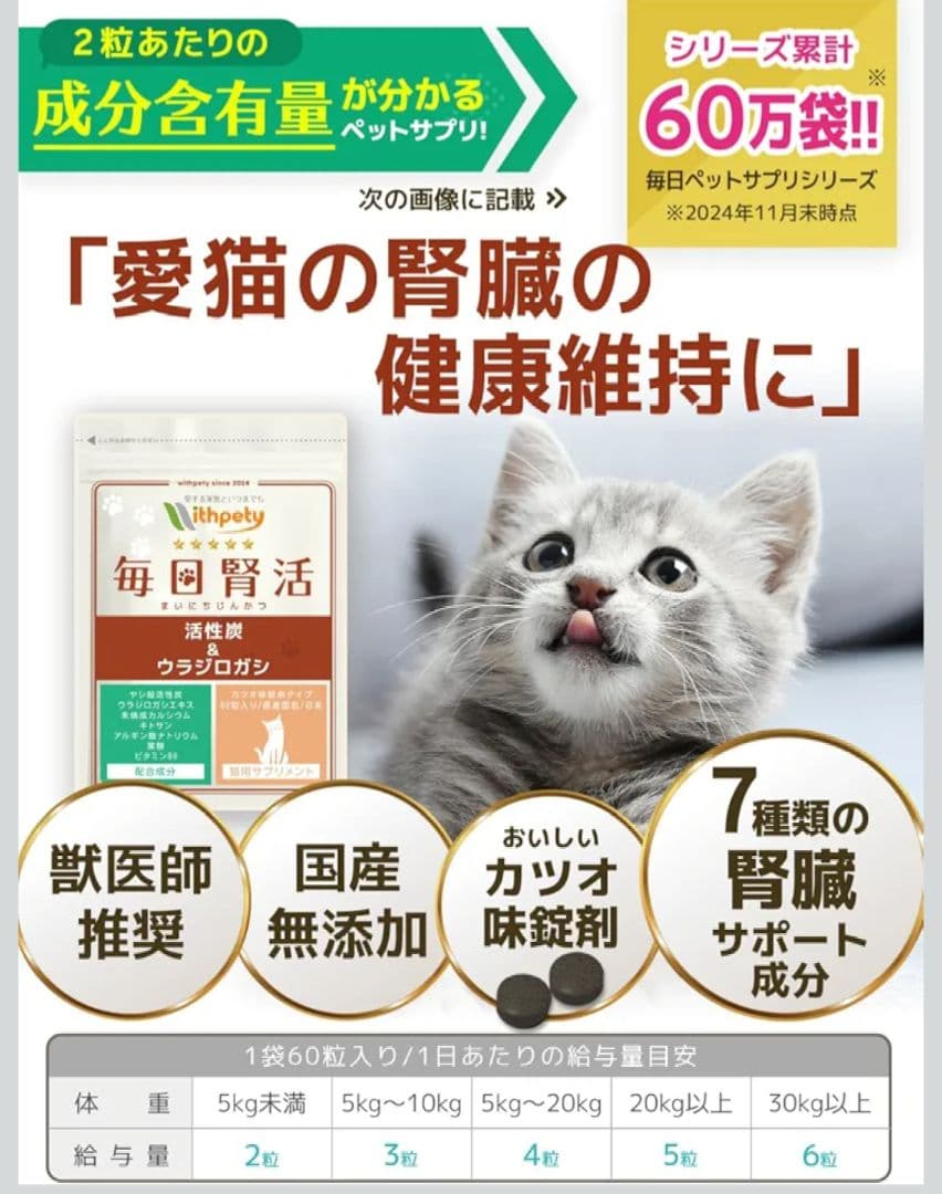 ☆新品未開封☆　毎日腎活　猫用　サプリメント　4袋セット