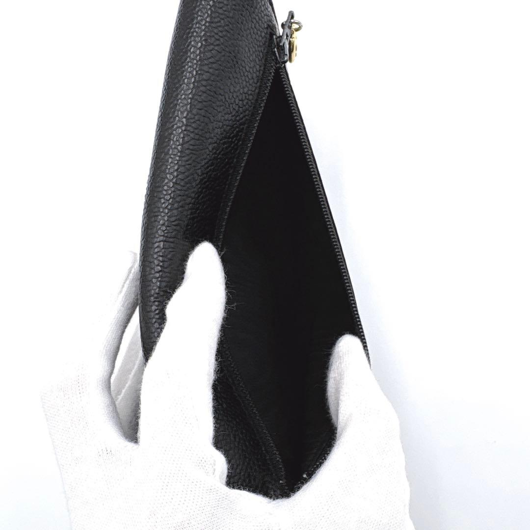 【美品】CHANEL シャネル ココマーク キャビアスキン 折り財布 ゴールド