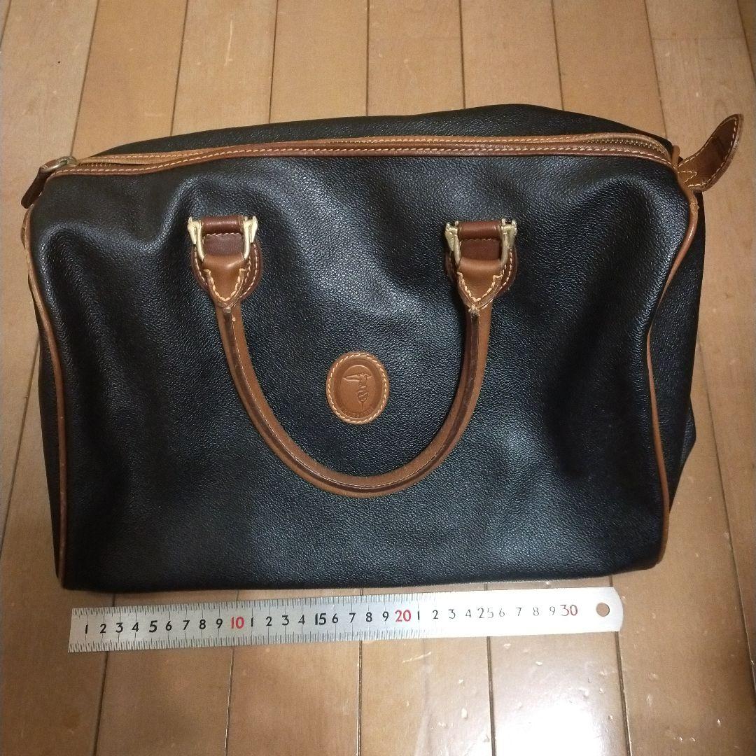 トラサルディ　黒 合成皮革 ボストンバッグ