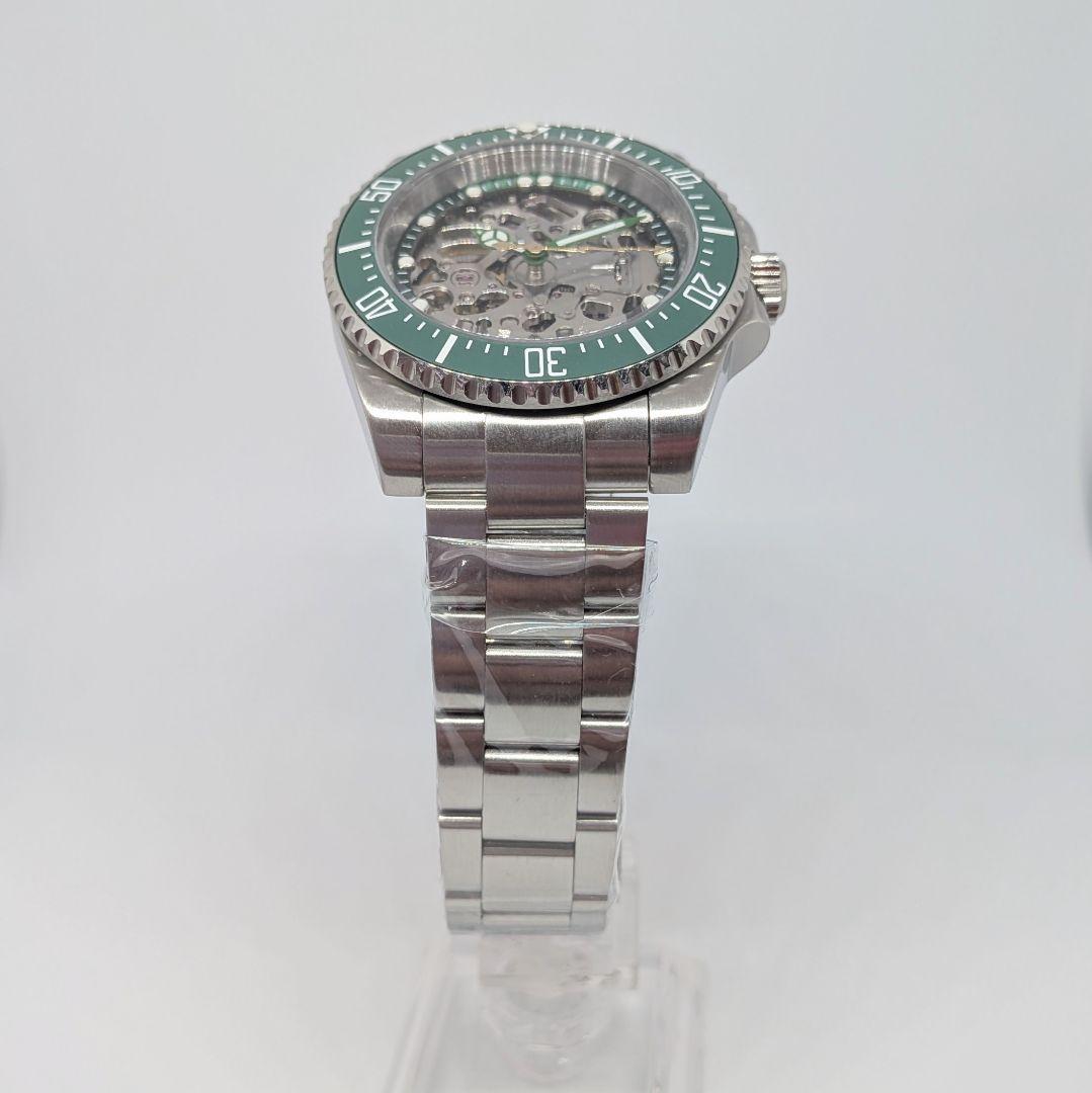 【NH70 MOD カスタム 自動巻 腕時計】カスタム 裏スケ 緑