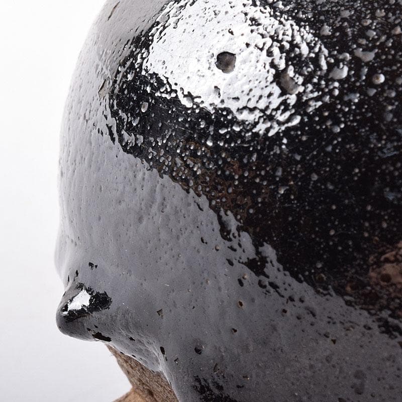 茶道具　九代楽吉左衛門　了入作　黒楽茶碗　十二代楽吉左衛門極め箱　M　R8353