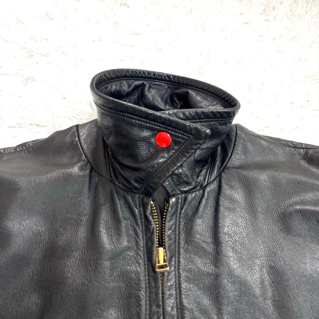 ✨良品✨ビッグロゴ刺繍◆ハーレーダビッドソン　L　レザーライダースジャケット黒