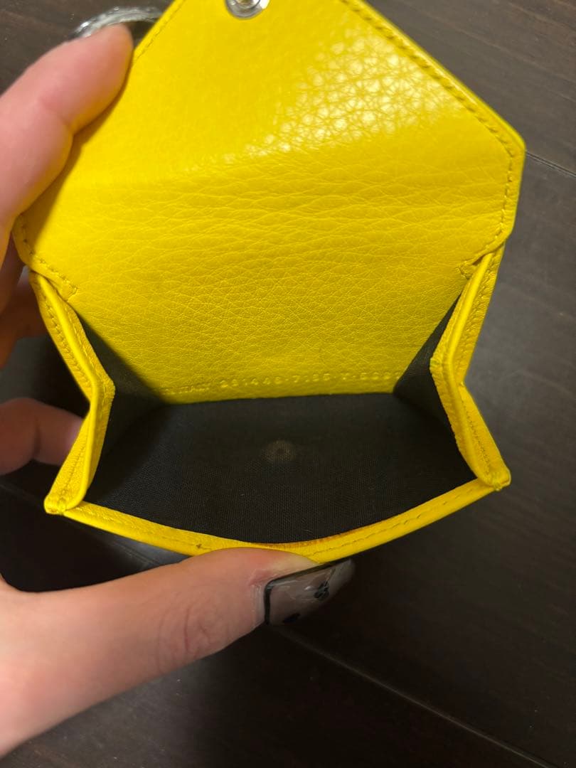 BALENCIAGA ペーパーミニ レザー 三つ折り　イエロー