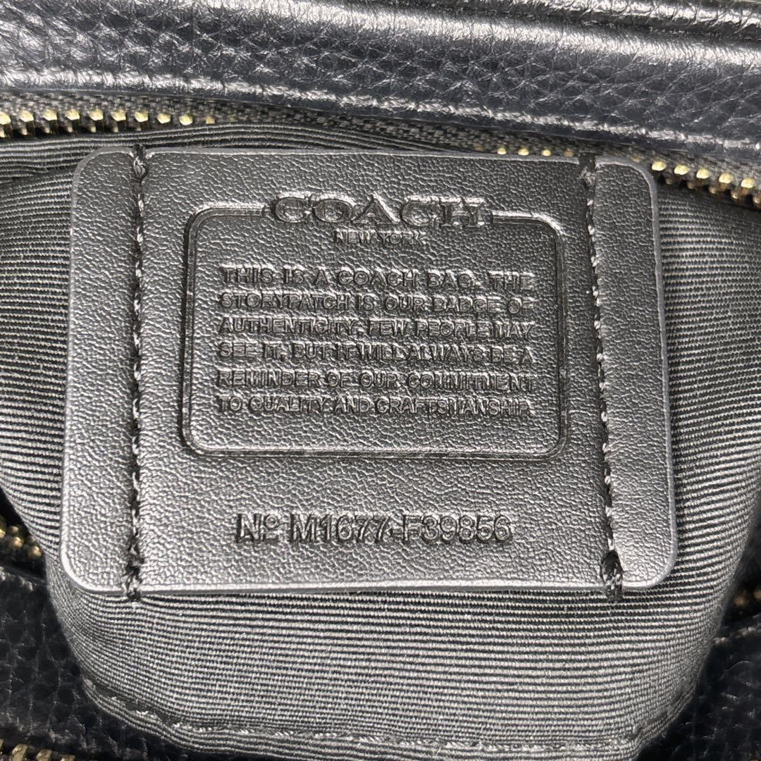 COACH ブラックレザー ショルダーバッグ カメラバッグ 金チェーンショルダー