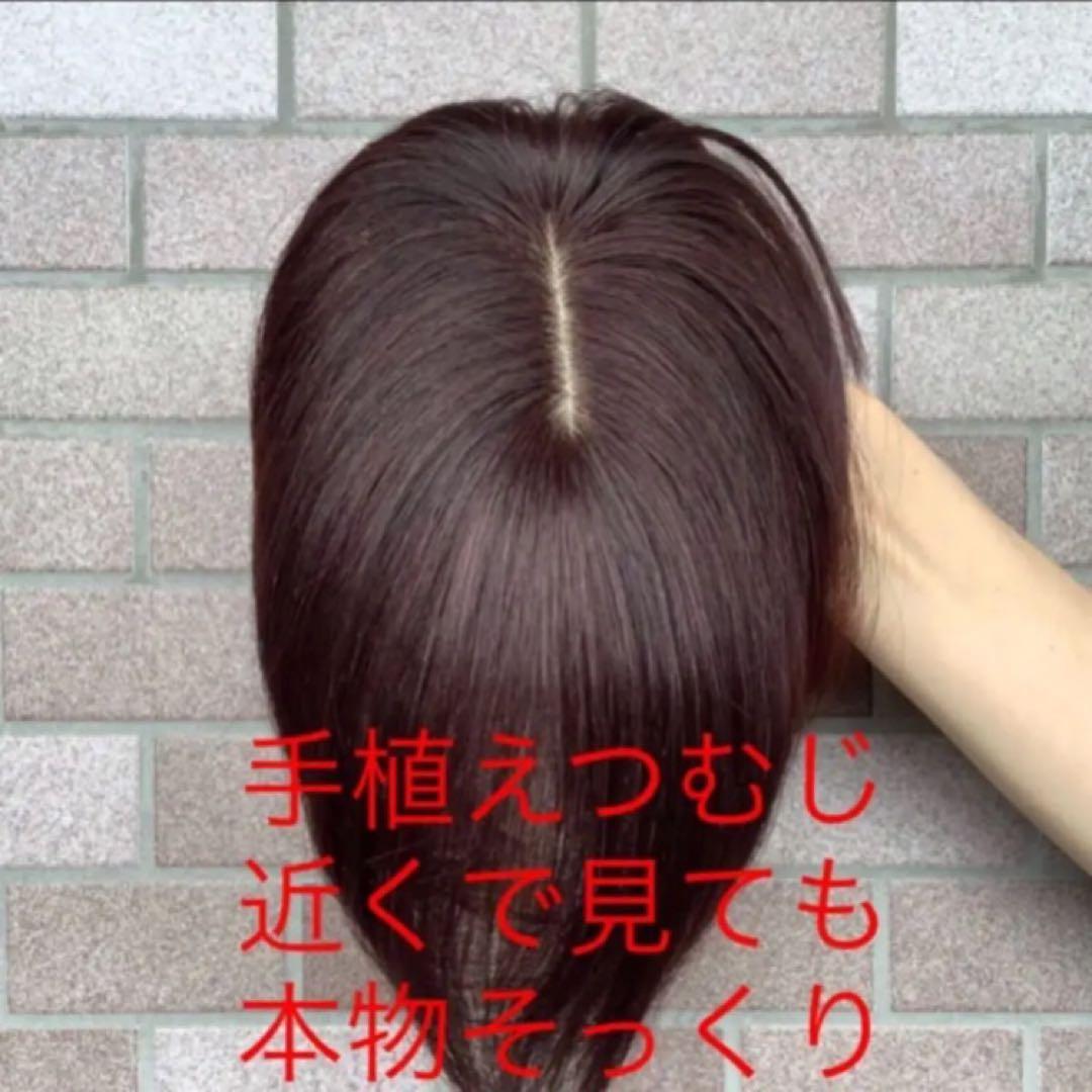 人毛100% 総手植 医療用 部分ウィッグ ヘアピース ダークブラウン