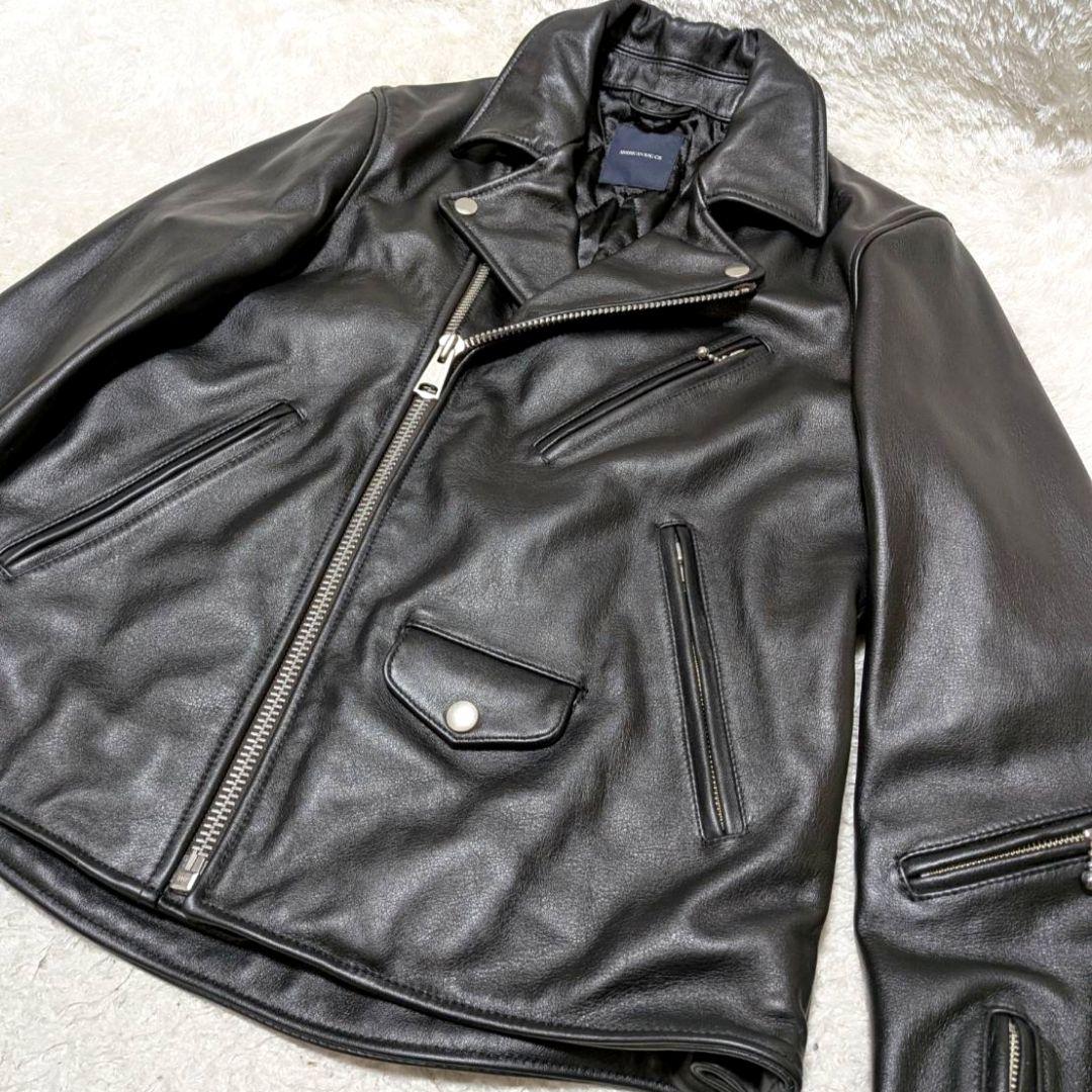 アメリカンラグシー ダブルライダースジャケット 牛革 裏地キルティング✨️