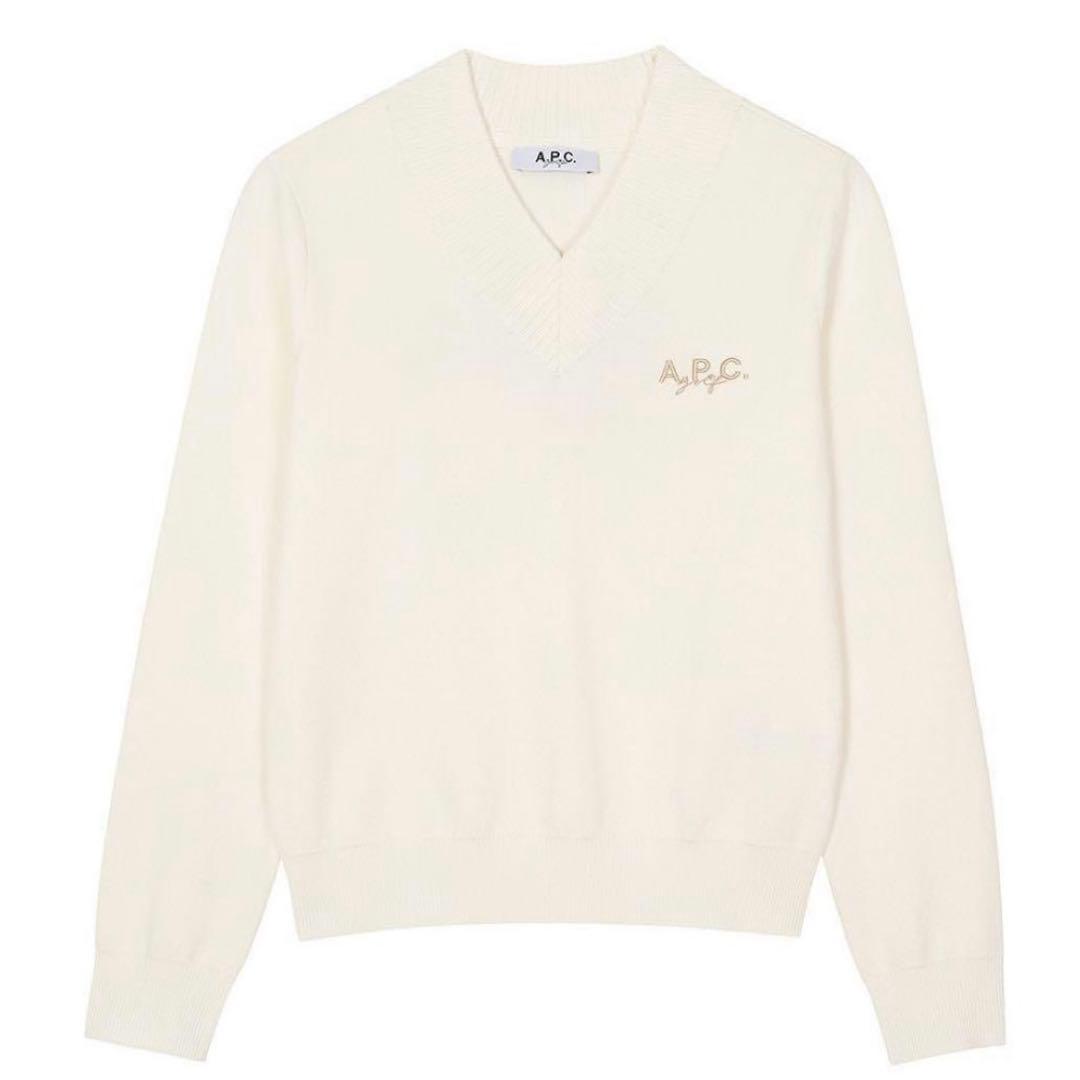 即発送！お値下げ歓迎♡ A.P.C. ホワイト Vネックセーター