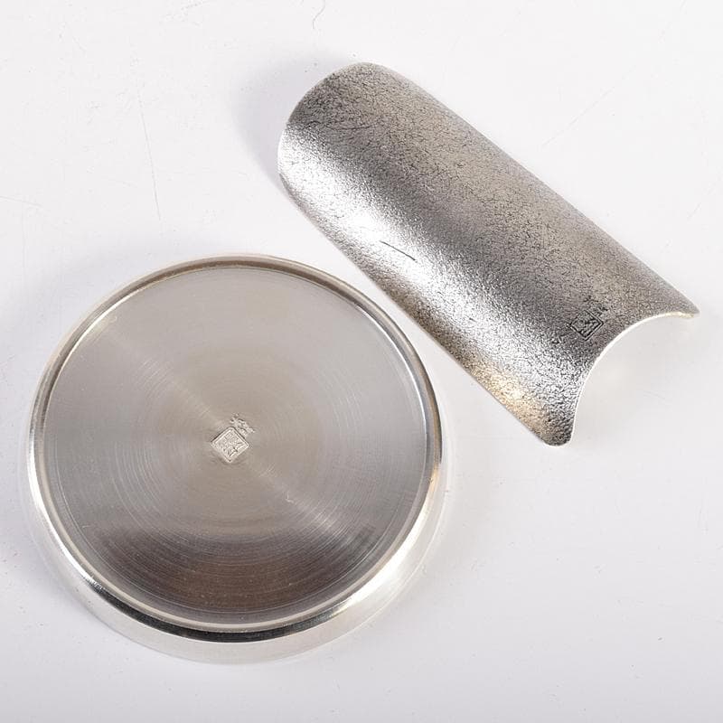 浪華　錫半造　本錫手造り　急須　茶壷　茶托五客など　五点一式　共箱　UR7848