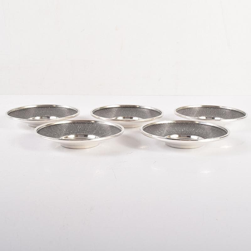 浪華　錫半造　本錫手造り　急須　茶壷　茶托五客など　五点一式　共箱　UR7848