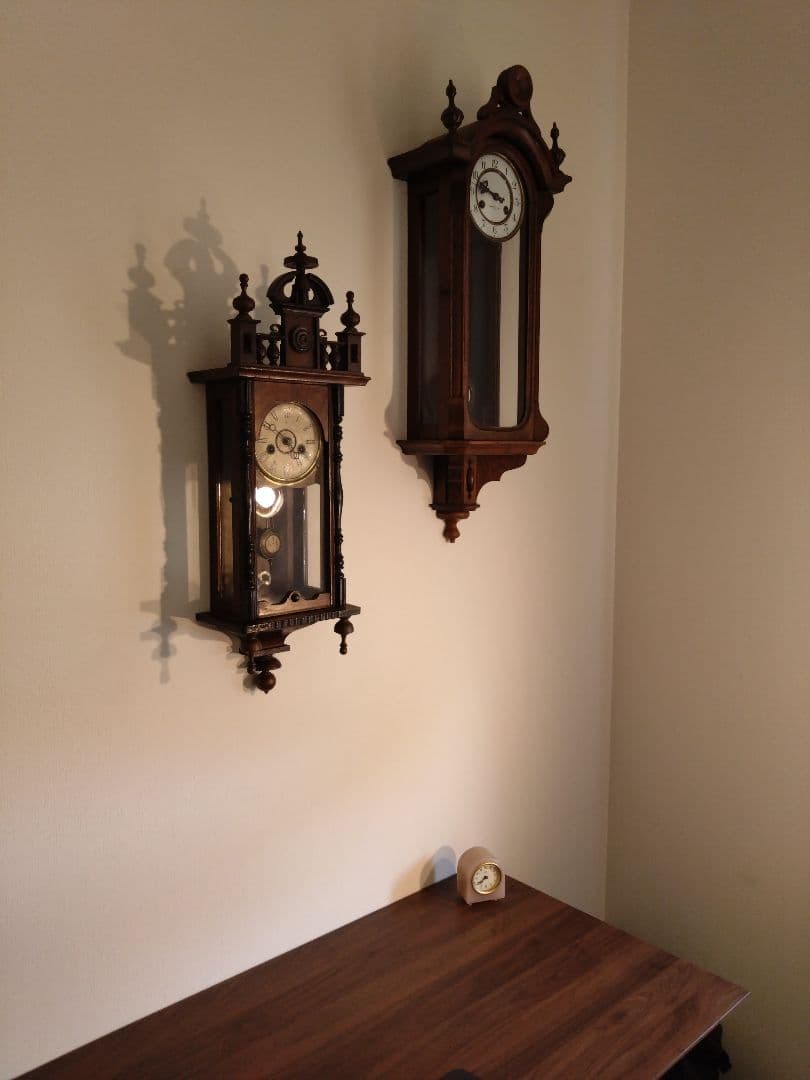 柱時計　ユンハンス　小型スリゲル　ゼンマイ　昭和レトロ　アンティーク　精工舎