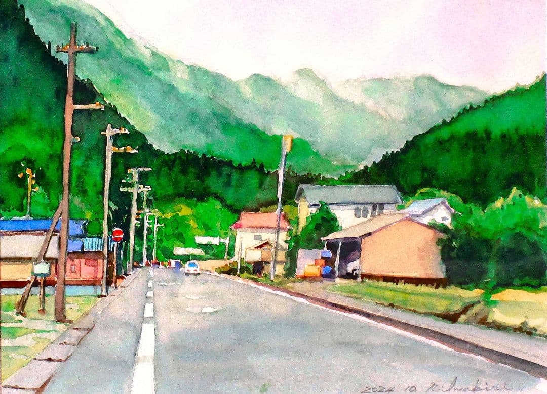 水彩画の風景 2022年作(故郷)