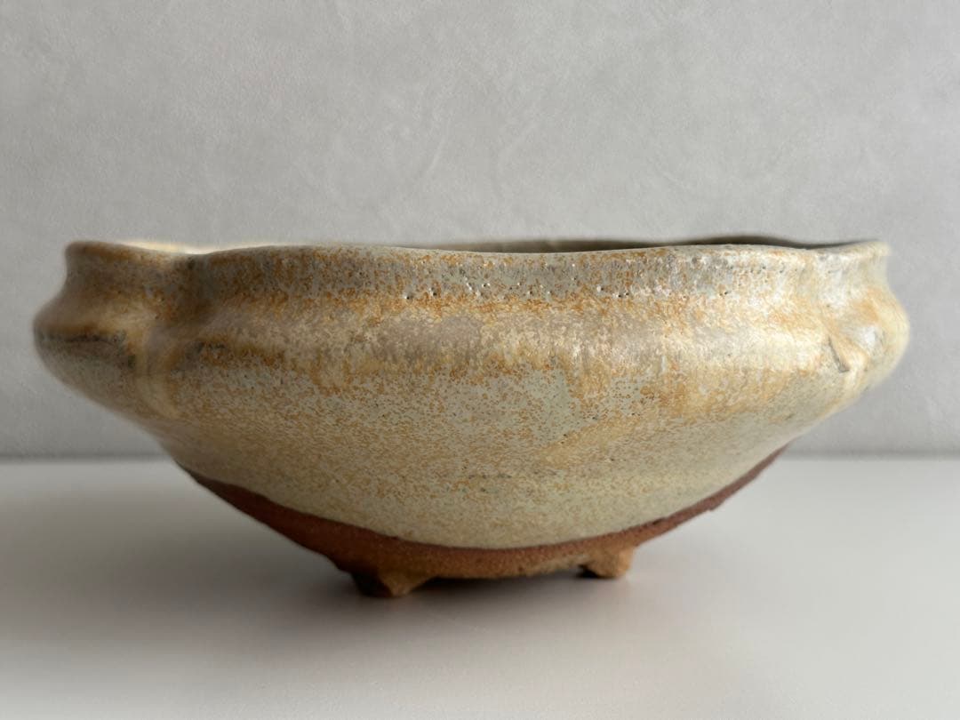 西岡小十 唐津 絵斑唐津 足付鉢 共箱