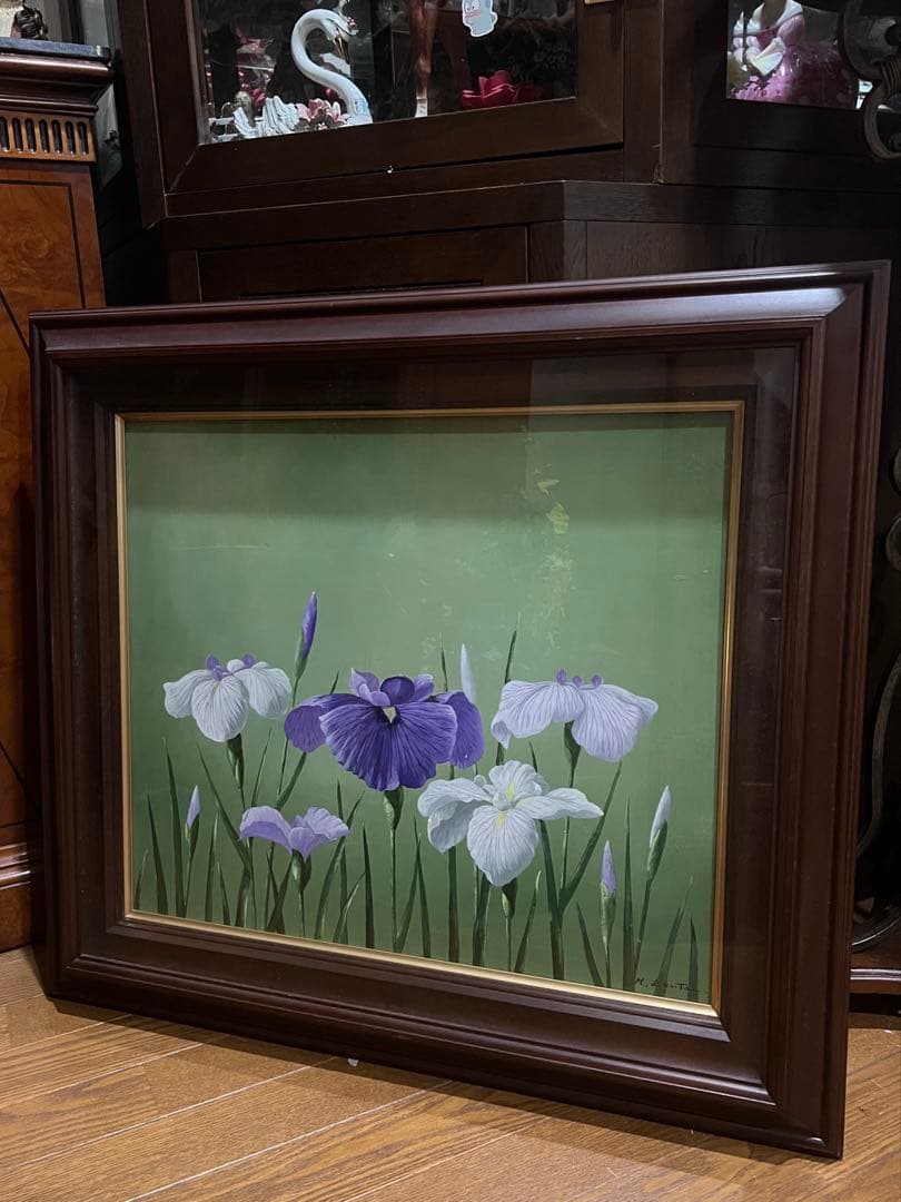 最終値下げ　古宇田　公仁　作品　菖蒲　フラワー　油絵