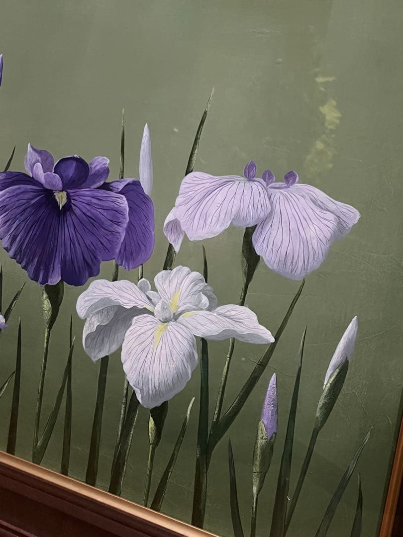 最終値下げ　古宇田　公仁　作品　菖蒲　フラワー　油絵