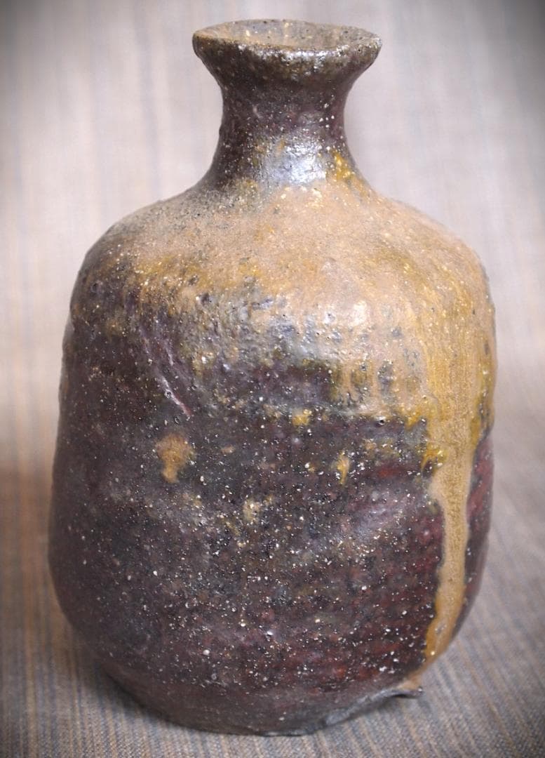 希少作★小山日出男★黒備前《窯変》徳利★黄胡麻