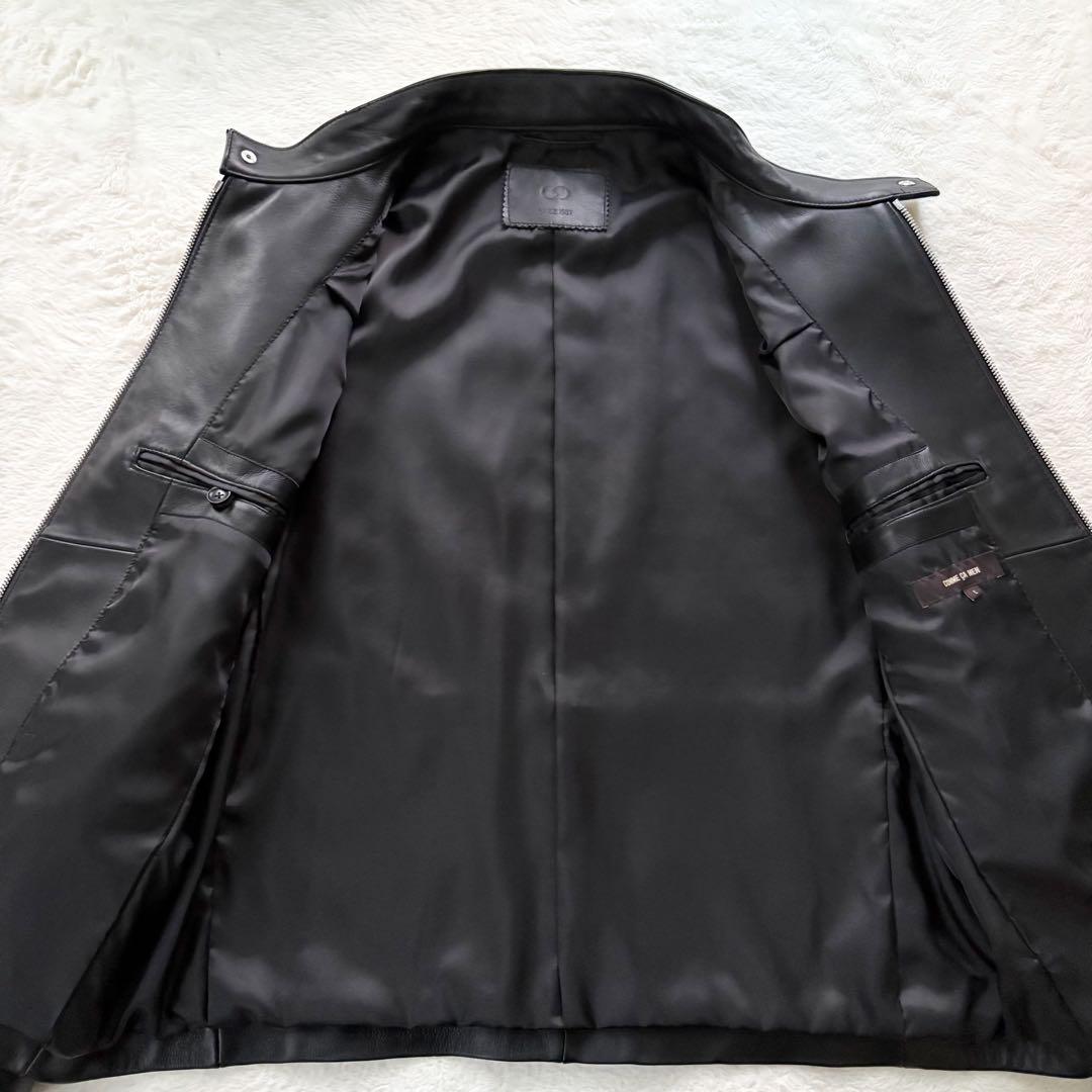 現行　極美品　コムサメン　レザージャケット　ラムレザー　羊革　本革　黒　L