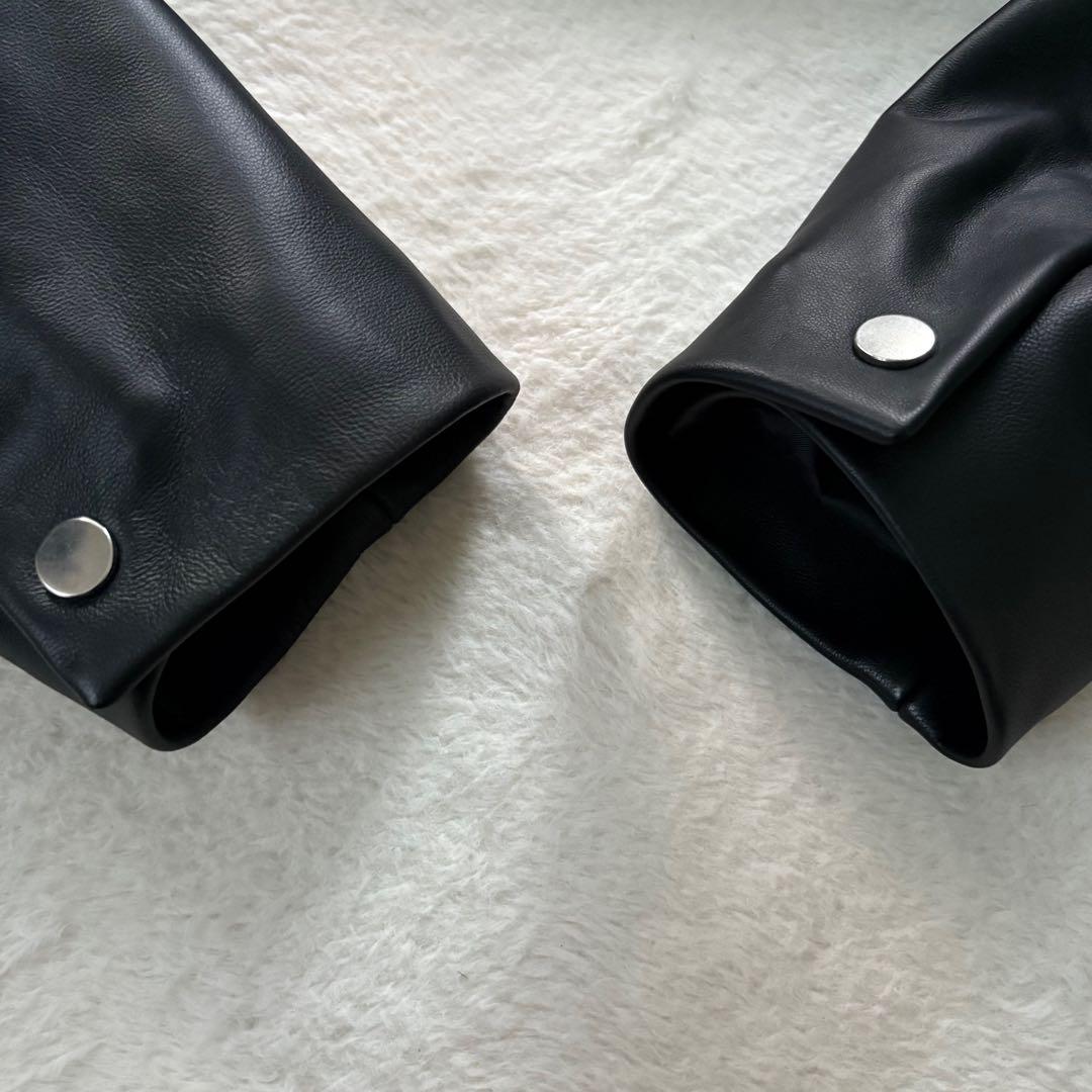 現行　極美品　コムサメン　レザージャケット　ラムレザー　羊革　本革　黒　L