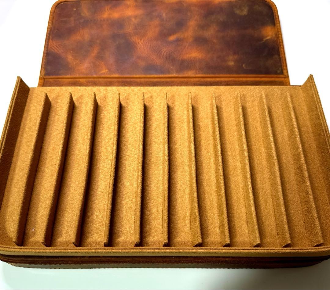 ガレンレザー 12本差しハードペンケース　クレイジーホース ブラウン