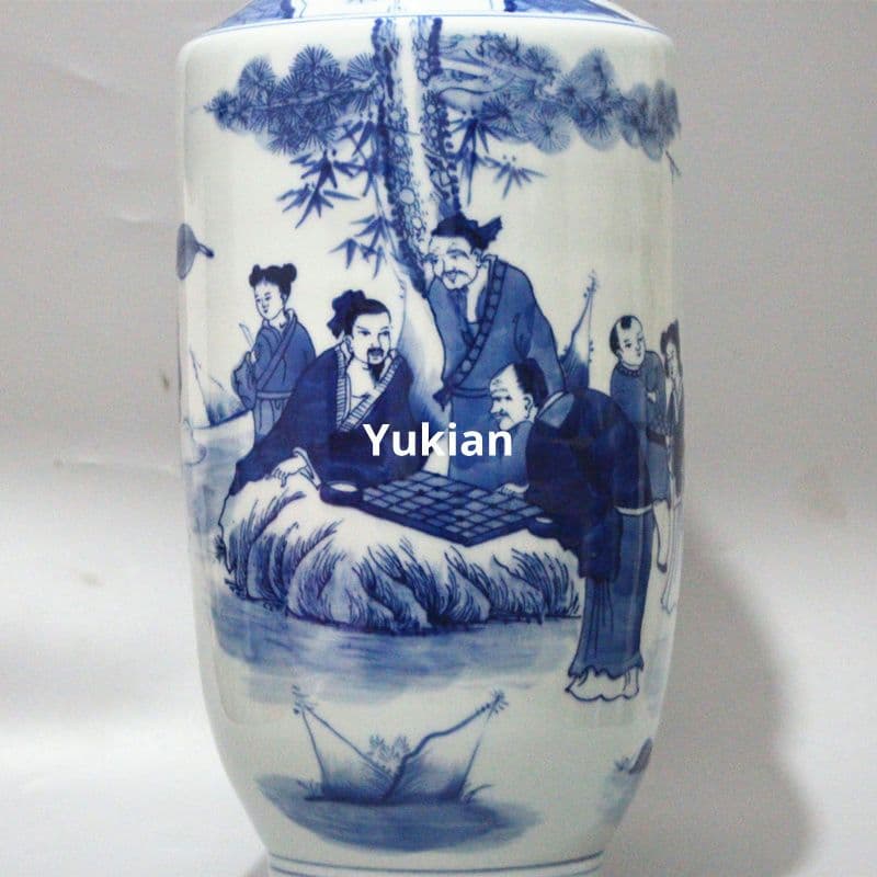 将棋図瓶 書道具 文房具 陶磁器 現代工芸品 美術品 装飾品 置物