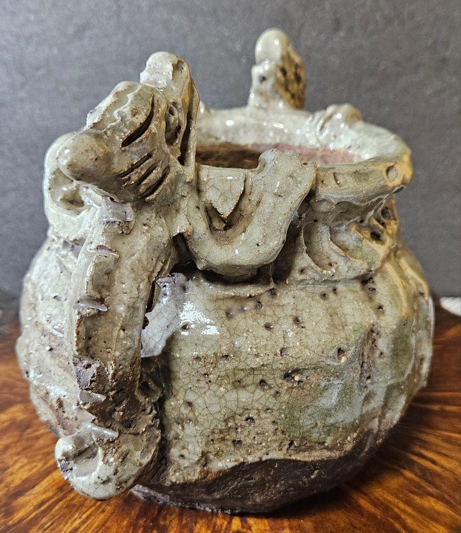 江戸後期～明治時代頃　古萬古　 萬古在銘　双獣耳　灰釉　香炉　壺 花入れ　水指