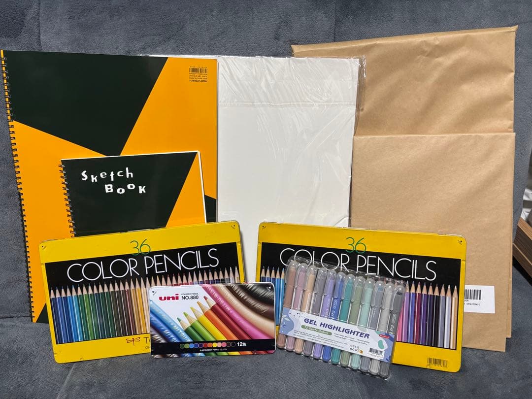 Tombow 36色 色鉛筆 & 12色 ジェルハイライター　画材道具まとめ売り