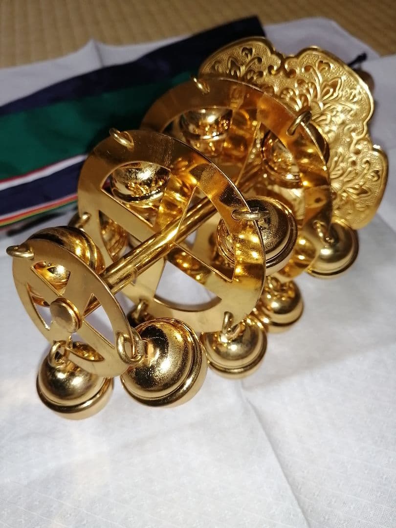 【美品】 神楽鈴 巫女鈴 五色布付き