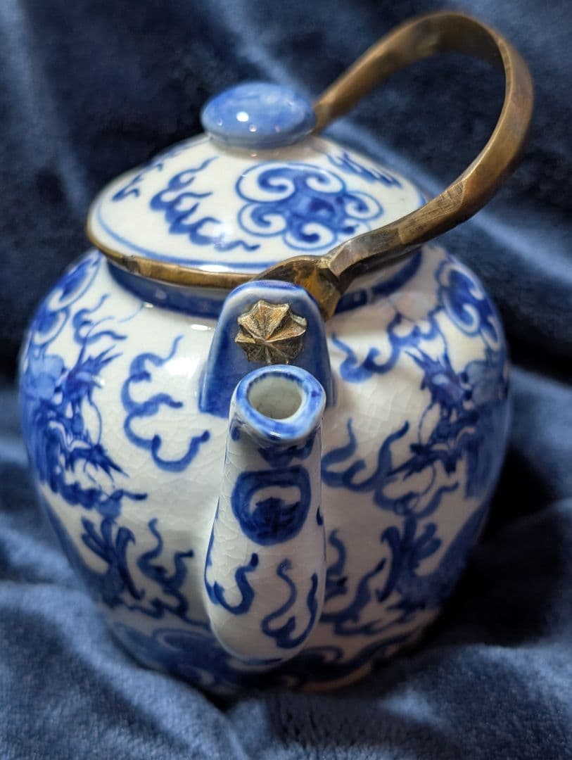 優*希様 中国古美術 大清順治年製 古染付 雲龍文水注 急須 骨董 中国南京焼