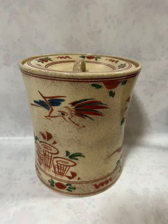 野々村仁清作　呉須赤絵水指　茶道具