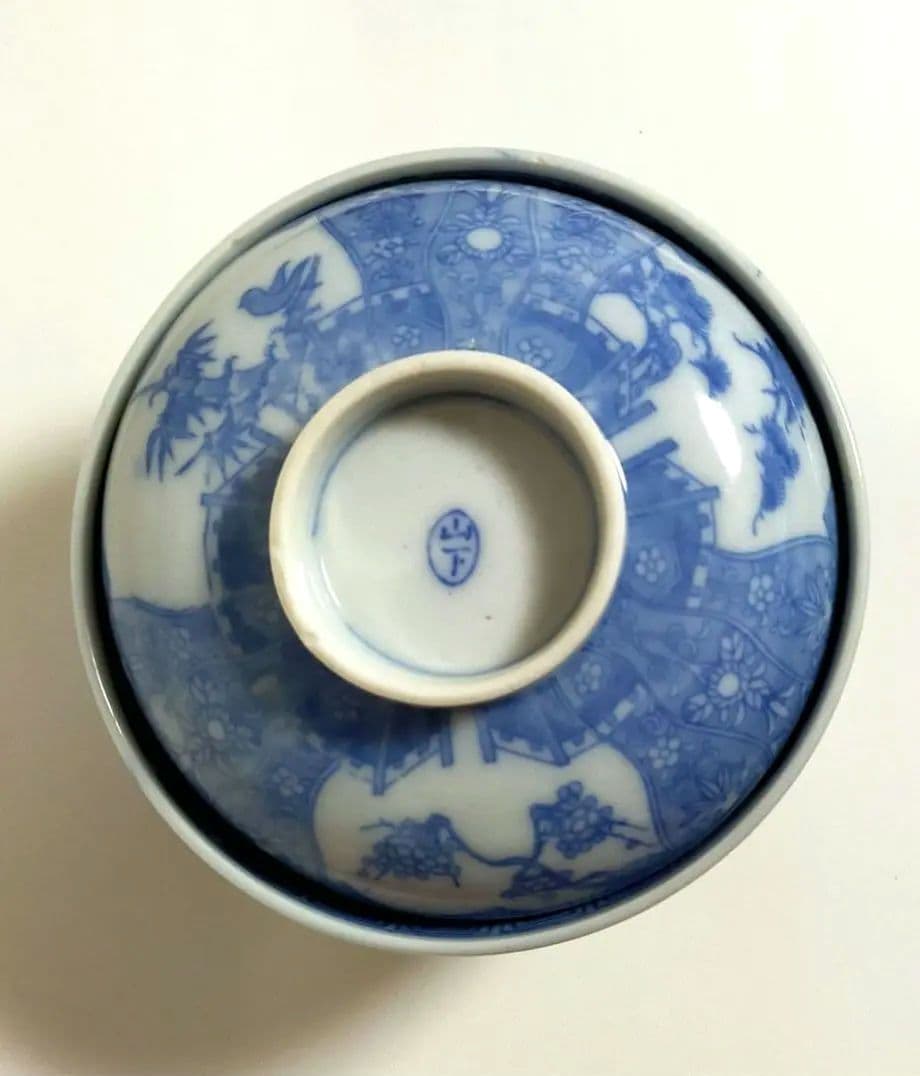 器　蓋付き　碗　１客　　陶磁器　　松　竹　梅　　花　鳥