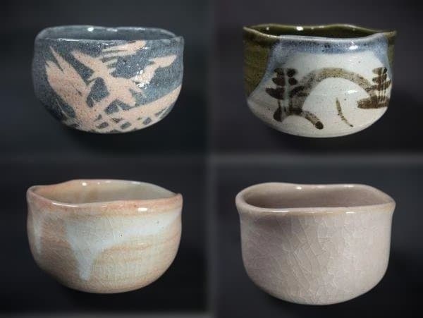 茶棚 抹茶茶碗 12個 収納箱 漆器 唐津 天目茶碗他１２点