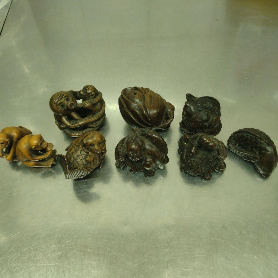 根付　骨董　全8体