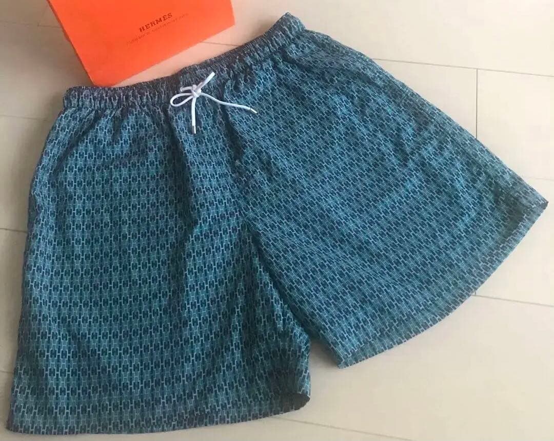 エルメス　おしゃれ　青緑幾何学模様 Hermes ボクサー　水着　s