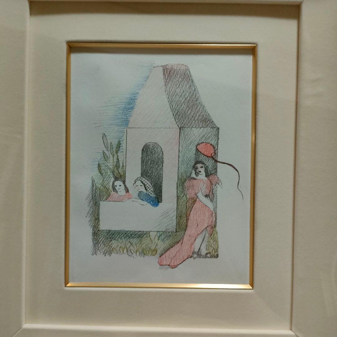 ローランサンの多色刷りリトグラフ　園遊会　ガーデンパーティー　女流巨匠