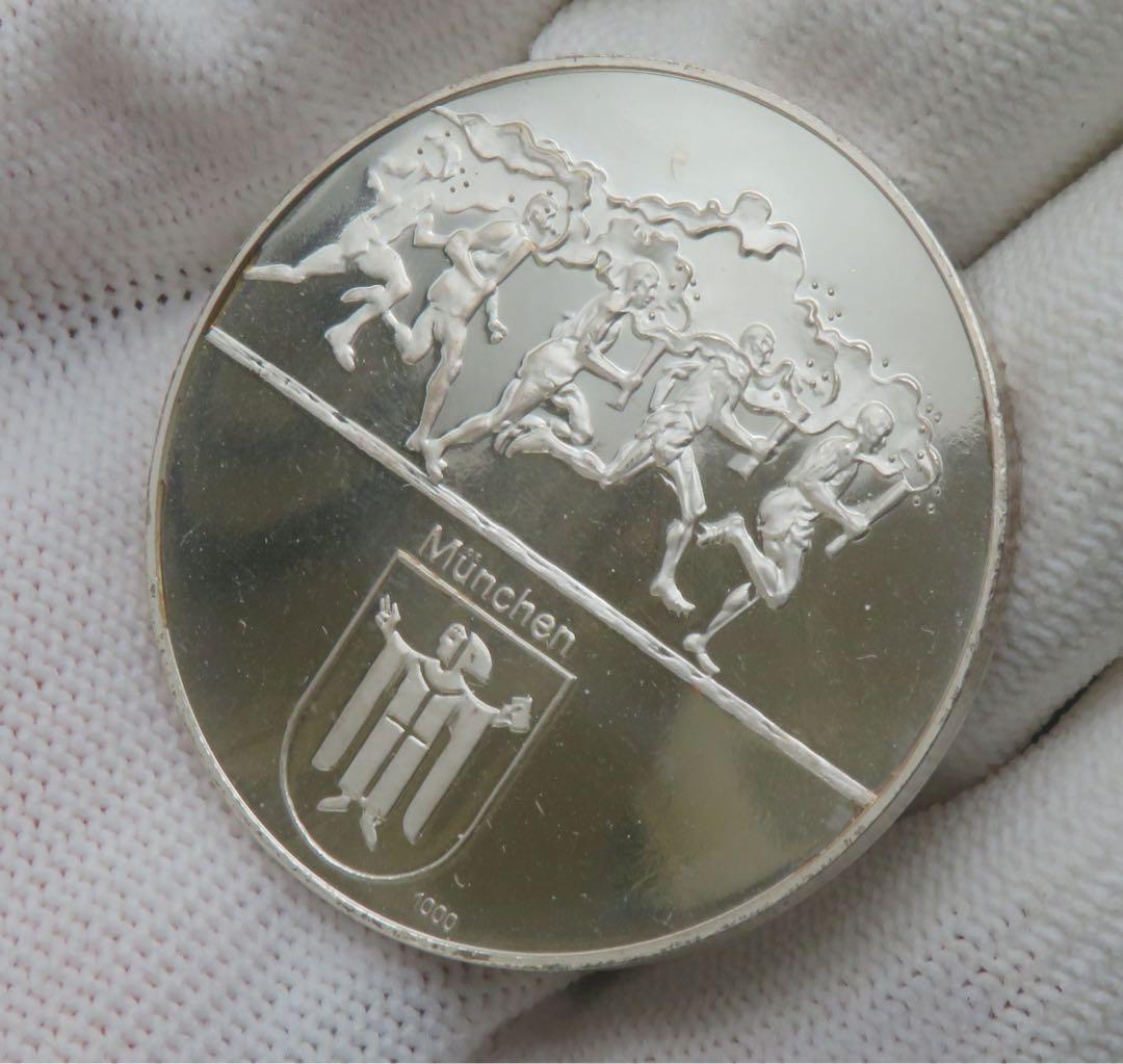 798、純銀　純銀メダルミュンヘンオリンピック公式記念メダル刻印 約59.96g