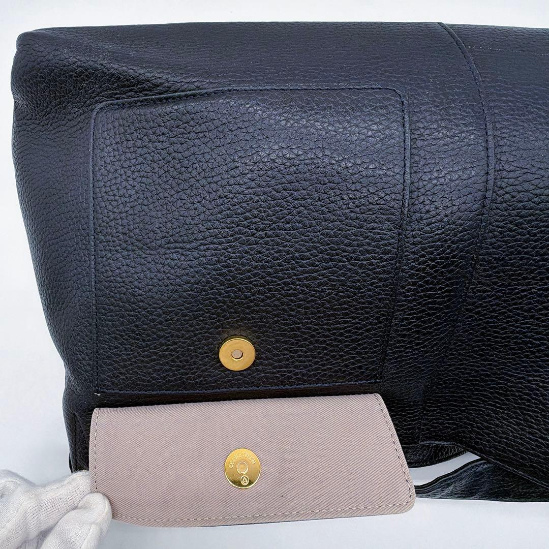 【ATAO】エルヴィ 2way ショルダーバッグ ハンドバッグ ネイビー シボ革