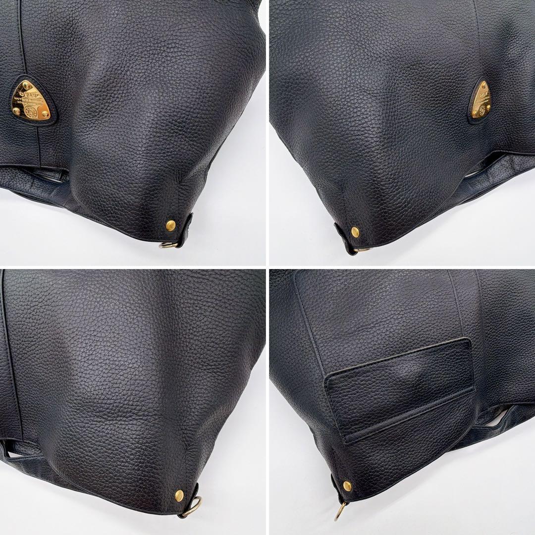 【ATAO】エルヴィ 2way ショルダーバッグ ハンドバッグ ネイビー シボ革