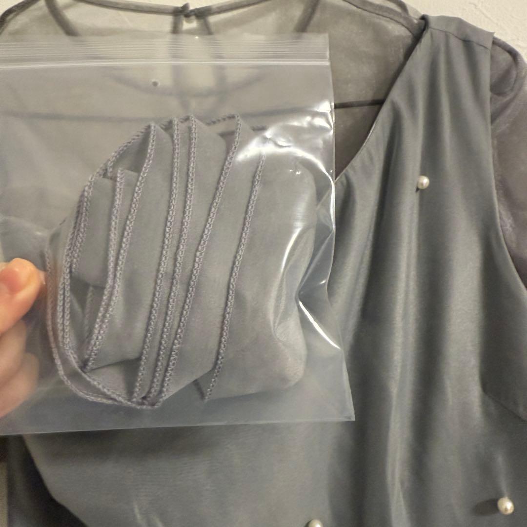 【LEJA】美品！！パールアシンメトリーローズモチーフAラインドレスワンピース