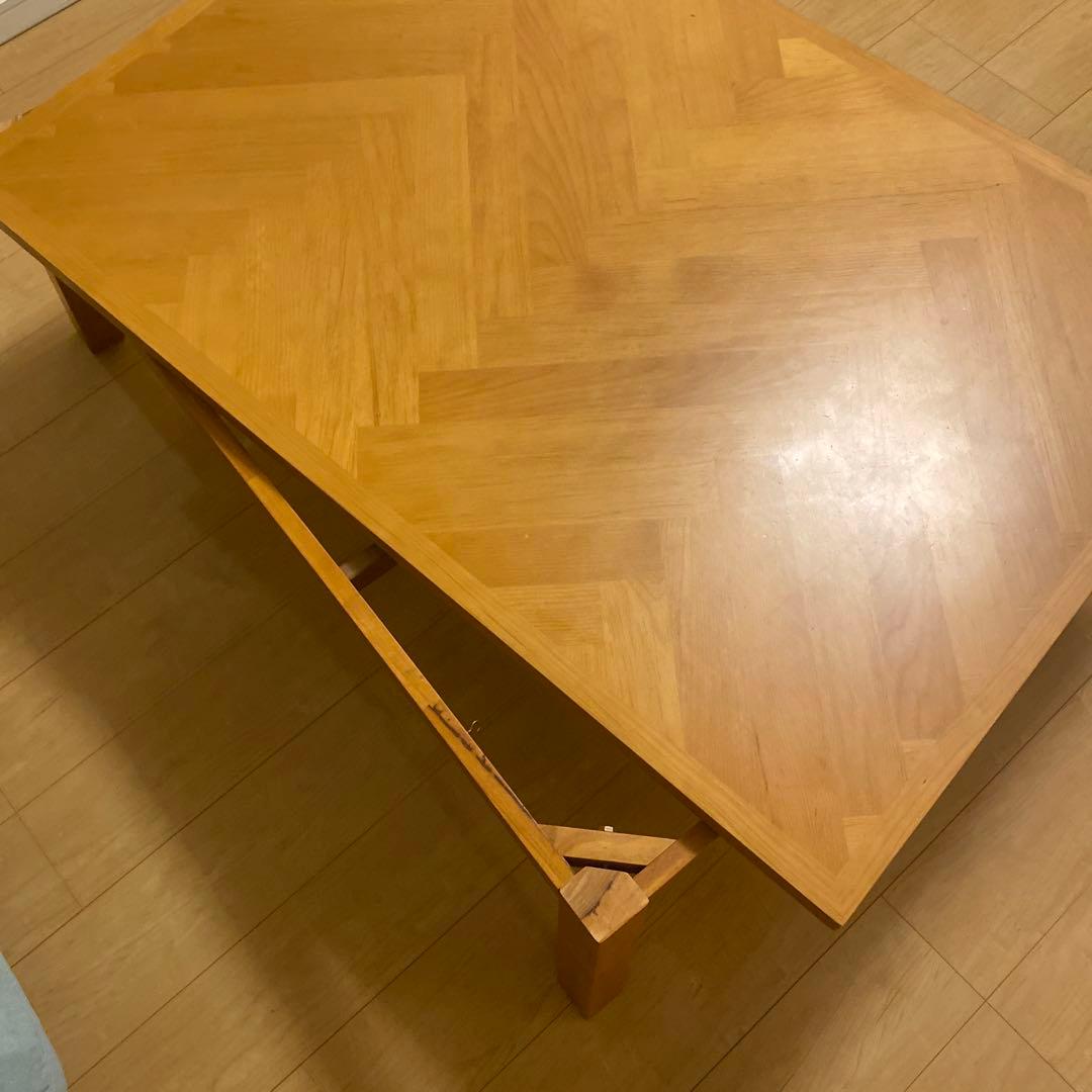 木製ヘリンボーンデザインテーブル　おしゃれ　こたつ