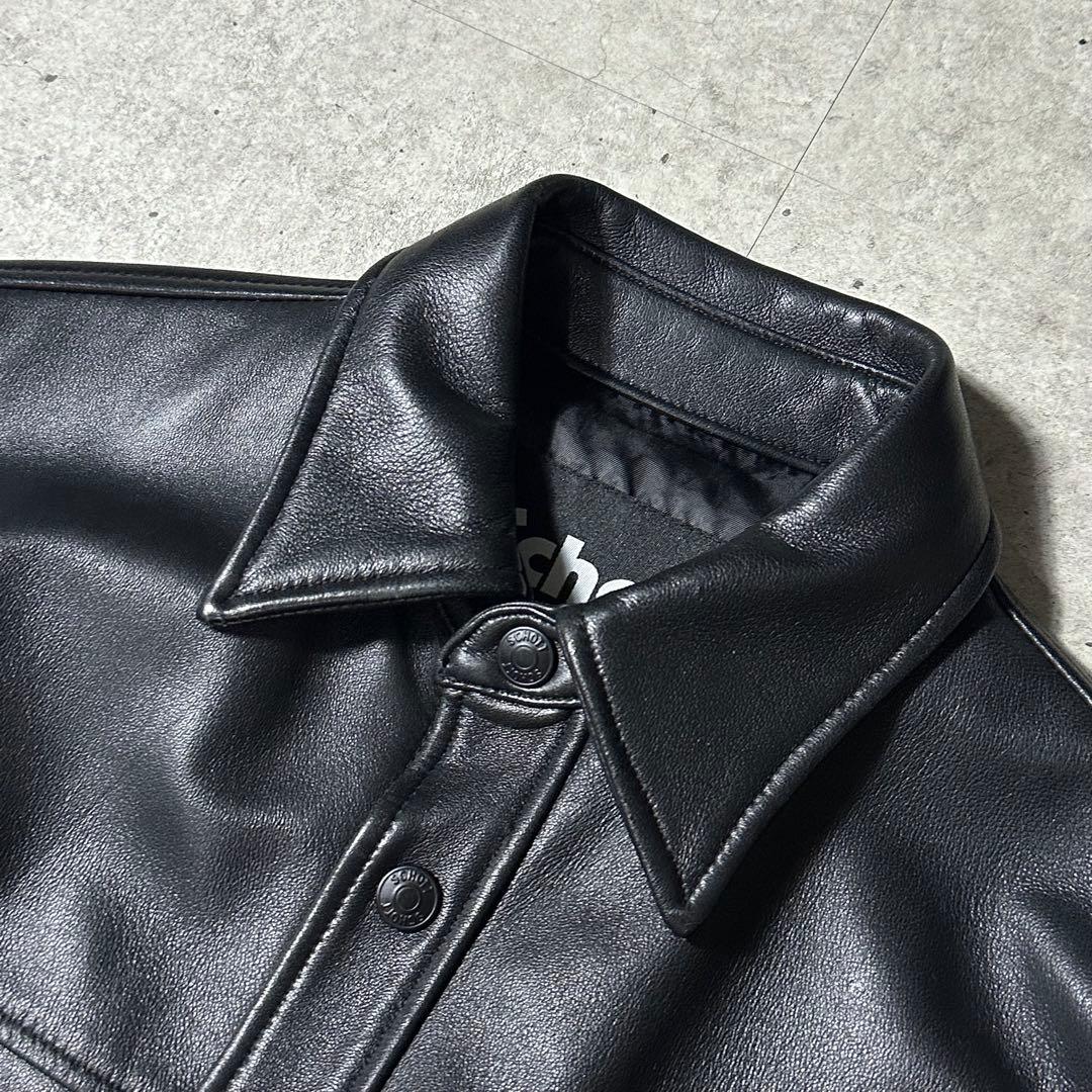 ほぼ未使用 Schott コーチジャケット レザーシャツ M 黒 ラムレザー