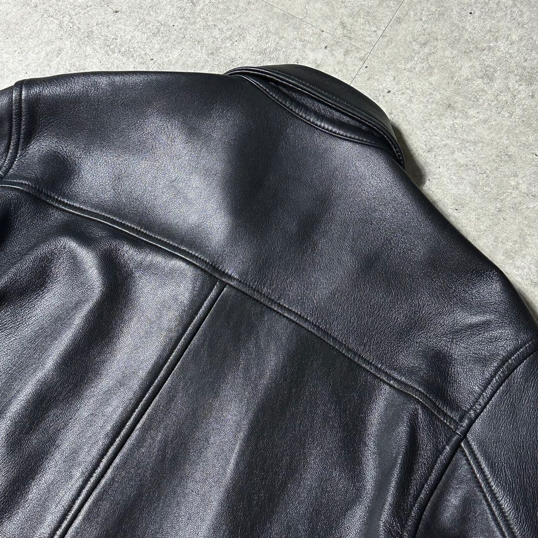 ほぼ未使用 Schott コーチジャケット レザーシャツ M 黒 ラムレザー