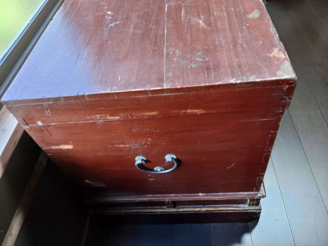 木箱　宝箱　時代　大型　希少　大正　レトロ　アンティーク　棚　骨董　収納　台