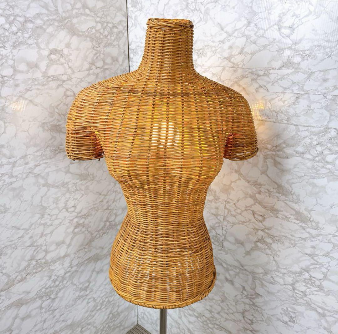 ラタン 藤 トルソー アパレル 電飾付き レトロ マネキン 店舗什器 店舗家具