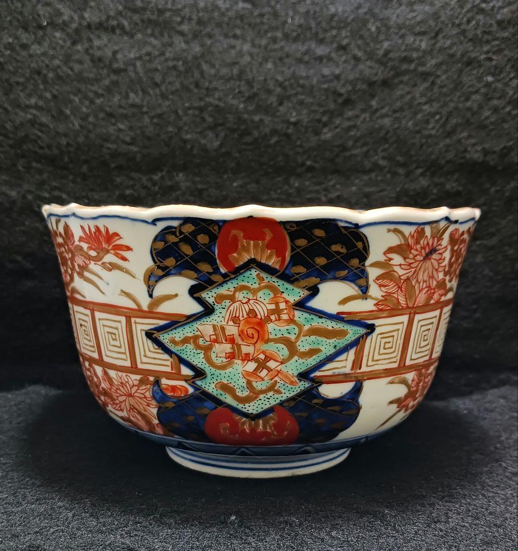 Y2802 古伊万里 富貴長春 金彩色絵 鉢 直径14㎝　FF