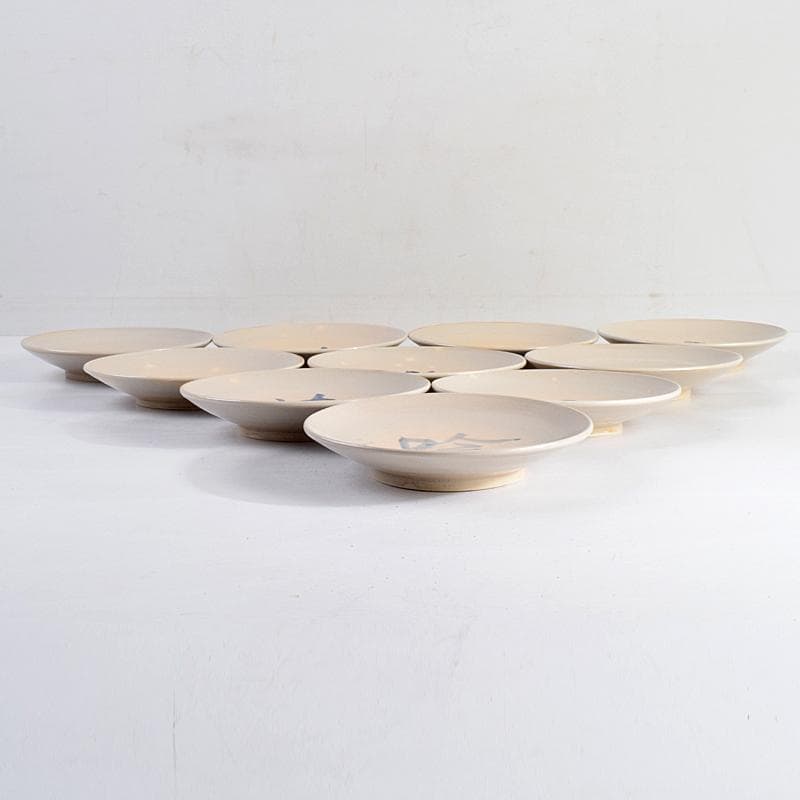 和食器　犬山焼　犬山本窯　染付　文字文　銘々皿　十客　時代箱付　C　R9356B