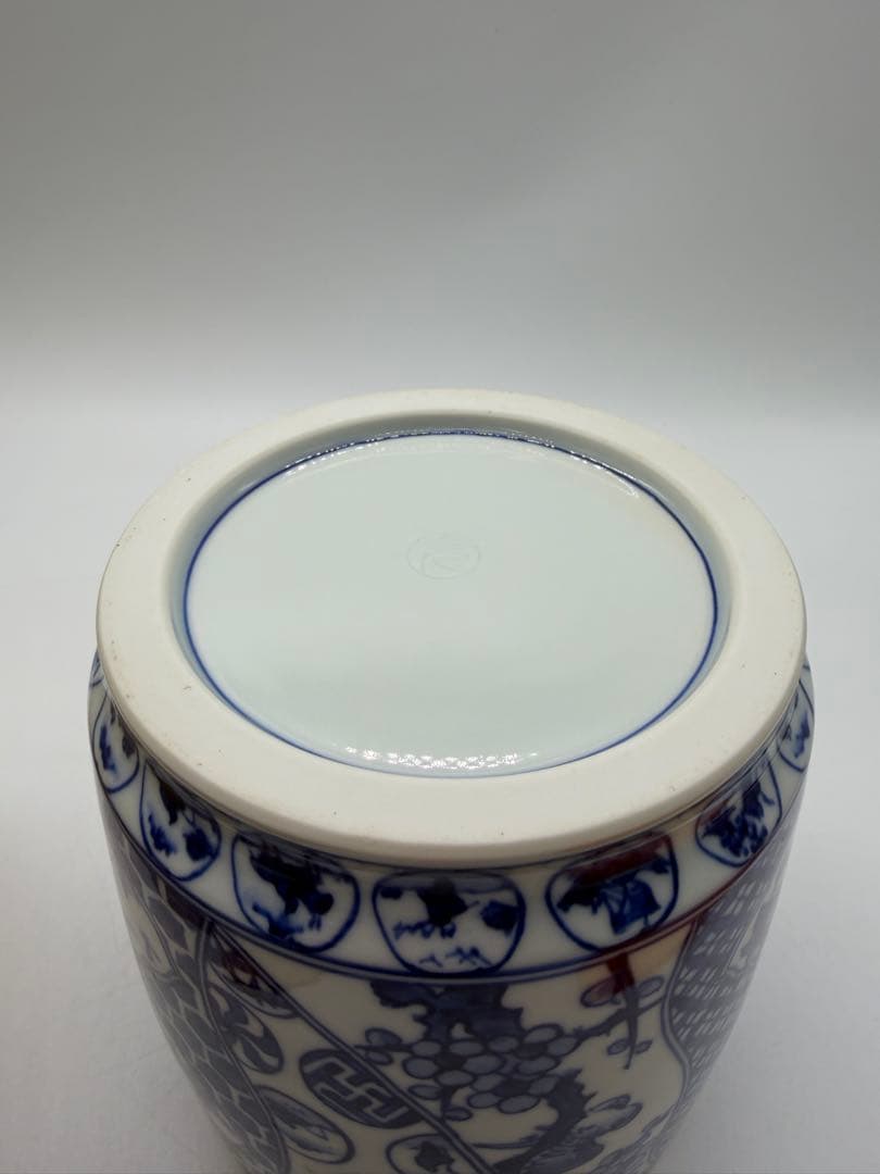 手塚充　水指　染付祥瑞写　久田宗匠書付　共箱　茶道具