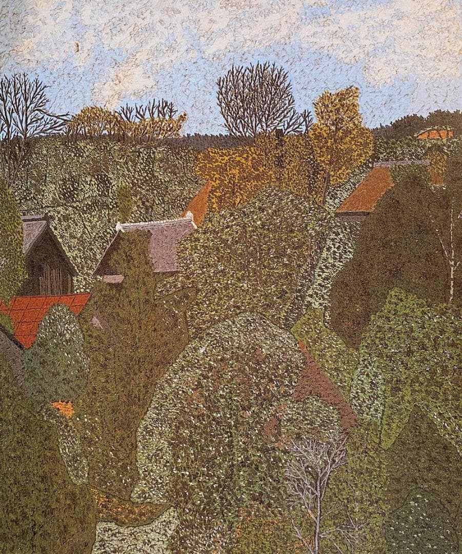 山下清、【学園付近の風景】、希少な額装用画集より、新品額装付