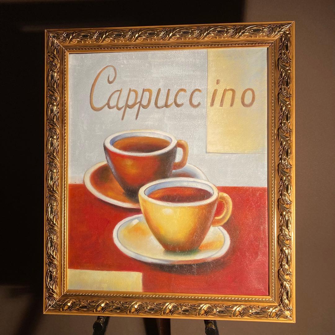 ★アウトレット★手書き油絵 カフェ 額付き インテリア 油彩画